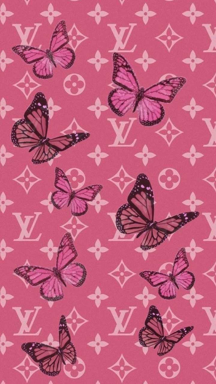 Download Rose Gold Louis Vuitton Pink Wallpaper