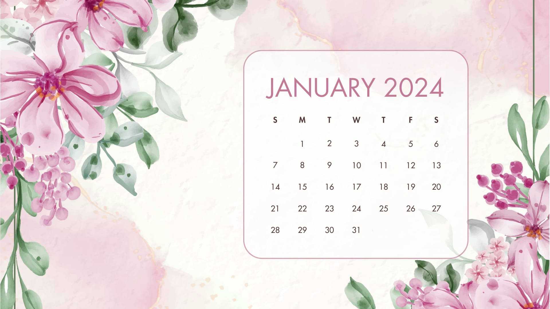 January 2024 Desktop Calendar Wallpaper 5 