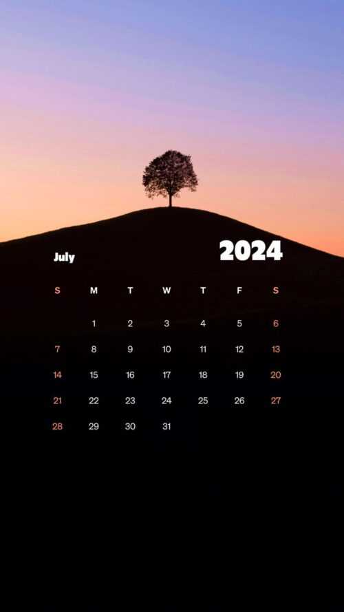 July 2024 Calendar Wallpaper iXpap